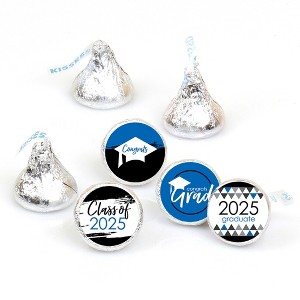 Big Dot of Happiness 2025 Blue Graduation Party Round Candy Sticker Favors - Labels Fits Chocolate Candy (1 Sheet of 108) - 1 of 4