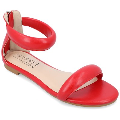Journee Collection Womens Peytonn Back Heel Zip Ankle Strap Sandals Red 6