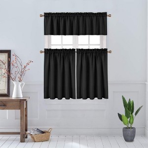 Waterproof Waffle Weave Textured Kitchen Valances for Windows 60"x15", Washable Short Window Curtains for Bathroom, Living Room, or Bedroom - 1 of 4