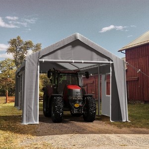 Portable Garage- 13Ft x 20Ft Heavy Duty Waterproof Outdoor Shelter with Ventilated Roll-Up Door & Windows for Cars, Motorcycles, Tools (Grey) - 1 of 4