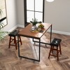 Costway Set of 2 Upholstered Barstools 24''/29'' Backless Rubberwood Dining Chairs Black&Brown - 4 of 4