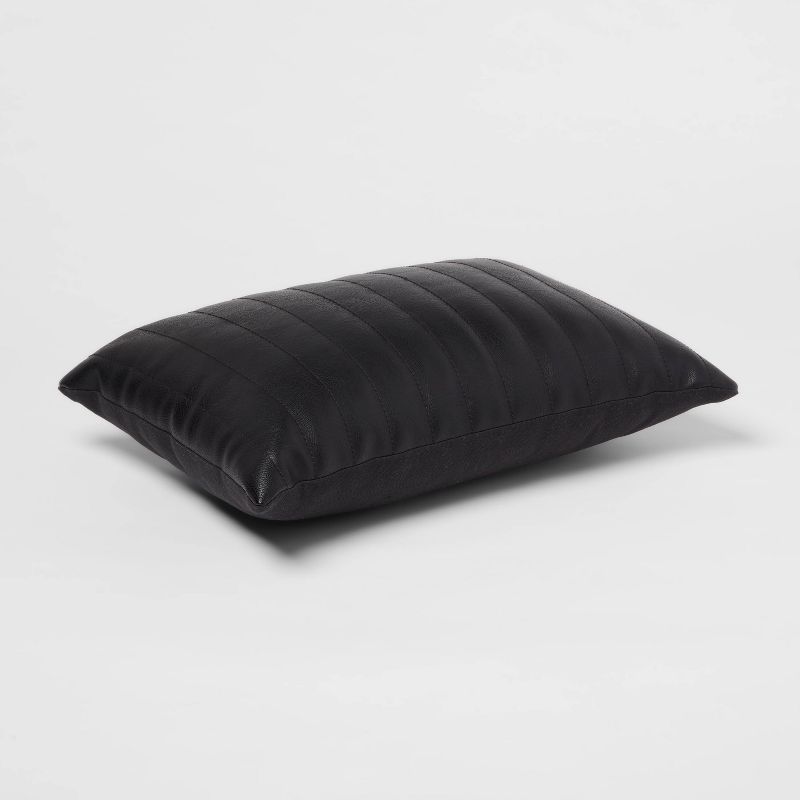 Oblong Faux Leather Channel Stitch Decorative Throw Pillow - Threshold™, 4 of 9