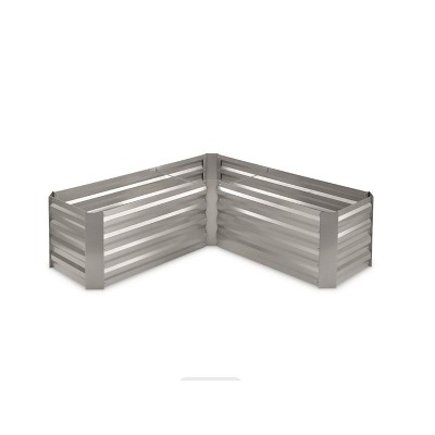 CASTLECREEK Galvanized Steel L-Shaped Planter Box for Outdoor Raised Bed Backyard Gardening at Home, Plant Flowers, Vegetables, or Herbs