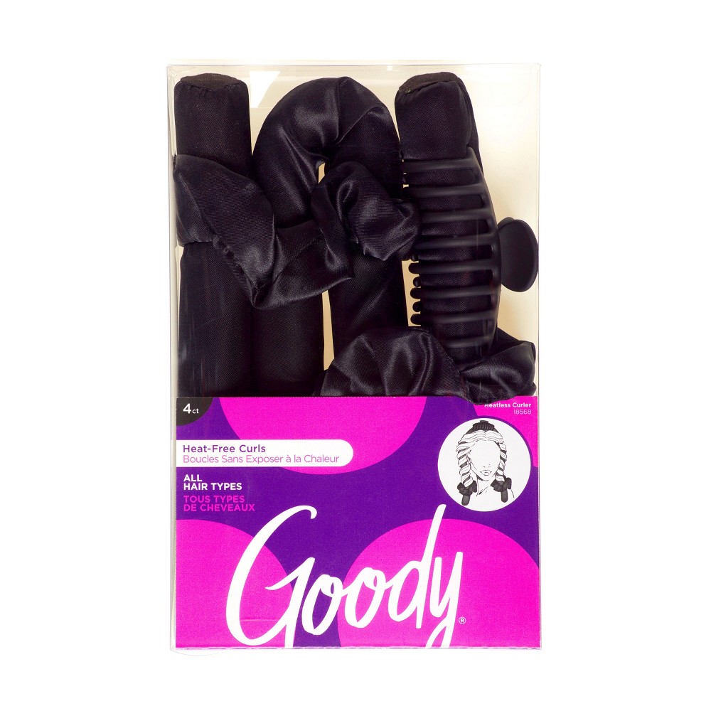 Photos - Hair Styling Product Goody Heatless Hair Curler with Claw Clips and Scrunchies - Black - 4ct