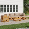 vidaXL 7 Piece Outdoor Patio Sectional Sofa Set with Taupe Cushions - Acacia Wood - Modular Garden Lounge Set - Perfect for Deck, Backyard, and Garden - 2 of 4