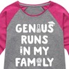 Girls' - Instant Message - Genius Runs In My Family Shirt Tail Raglan Graphic T-shirt - 2 of 4
