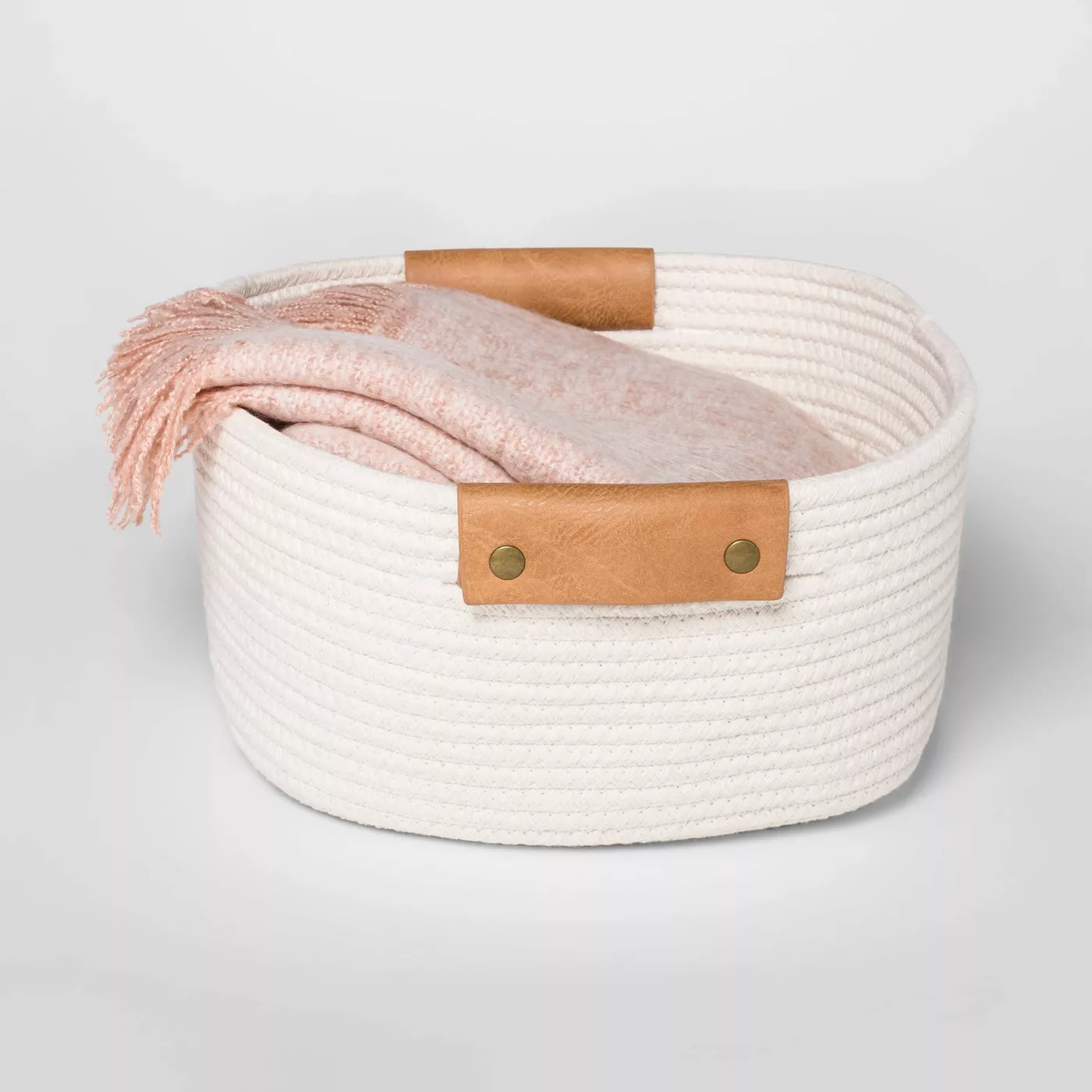 Decorative Coiled Rope Square Base Tapered Basket Small White 13" - Threshold™ - image 2 of 5