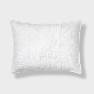 Standard Embroidered Cotton Quilt Sham White  - Threshold™