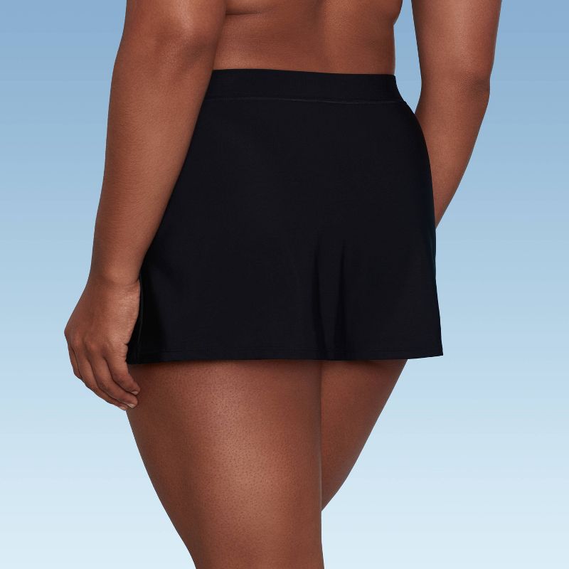 Women's UPF 50 Split Swim Skirt - Aqua Green® Black, 3 of 9