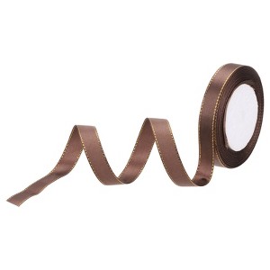 Unique Bargains Double Face Wide Satin Ribbon with Gold Edges for Wedding Bouquet - 1 of 4