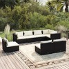 vidaXL Patio Lounge Set 8-Piece with Cushions; Outdoor Furniture of Poly Rattan, Black - Modular Design with Durable, Weather-Resistant Construction. - 2 of 4