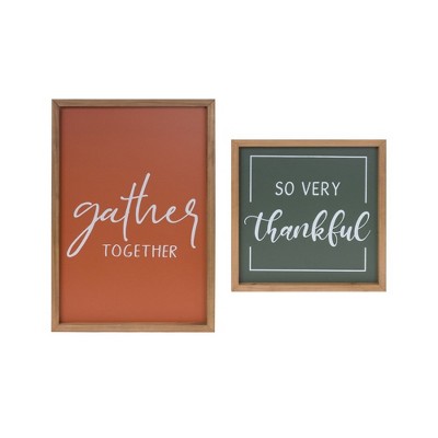 Melrose Gather Thankful Sentiment Sign (Set of 2)