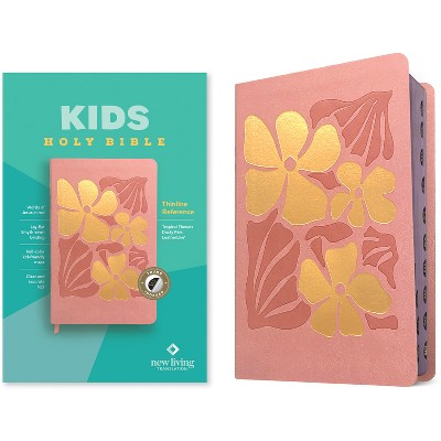 NLT Kids Bible, Thinline Reference Edition (Leatherlike, Tropical Flowers Dusty Pink, Indexed, Red Letter) - (Leather Bound)