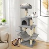 Costway 58” Tall Multi-level Cat Tree with Upholstered Perch & Cat Condo, Comfy Hammock Beige/Green+Orange/Light Gray/Dark Gray/Pink - 4 of 4