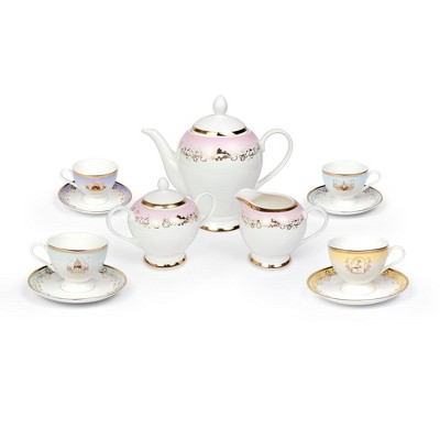 Robe Factory LLC Disney Princess 13-Piece Ceramic Tea Set | Ariel, Cinderella, Jasmine, Belle