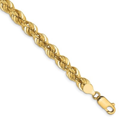 Black Bow Jewelry Men's 6mm, 14k Yellow Gold, Handmade Solid Rope Chain Bracelet
