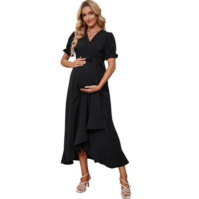 white christmas dresses Angel Maternity Lina Palm Leaf Twist Front Maternity Dress