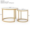 LIVAREEmlen Set 2 Coffee Table, Marble Pattern Wooden Tables, Living Room Bedroom Apartment Modern Industrial Simple Nightstand - 3 of 4