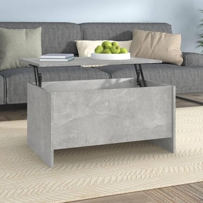 Concrete Gray Lift-Top Wood Coffee Table with Hidden Storage