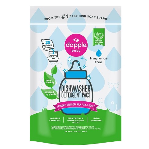 Dapple Baby Bottle and Dish Soap, Fragrance Free Dish Liquid, Plant Based, Hypoallergenic, 1 Pump Included, 16.9 Fluid Ounces