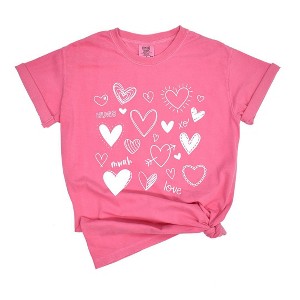 Simply Sage Market Women's Love Heart Collage Short Sleeve Garment Dyed Tee - 1 of 4