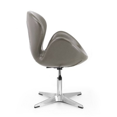 Pebble Faux Leather Swivel Accent Chair in Polished Chrome