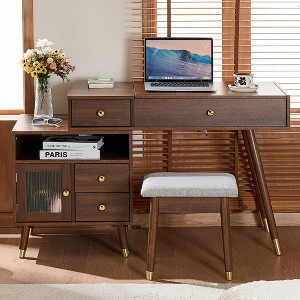 Bella Depot 3-in-1 Vanity Desk with Lighted Flip-Top Mirror with Stool, Dresser with Drawers for Bedroom - 1 of 4