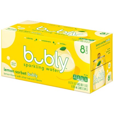 Bubly Lemon Sorbet Sparkling Water - 8pk/12 Fl Oz Cans : Target