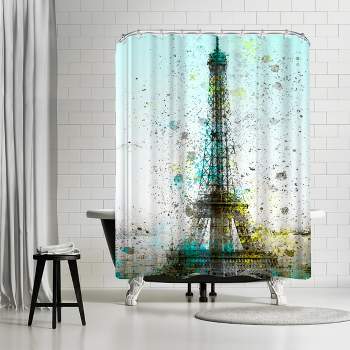 Americanflat 71" x 74" Shower Curtain, City Art Paris Eiffel Tower by Melanie Viola