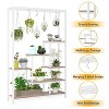 Resenkos Plant Stand,Flower Pot Holder Shelf Planter Display Shelving Unit,70.9" Plant Stand, Large Flower Bonsai Shelf with 6 S Hanging Hooks,Rustic - 2 of 4