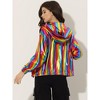 INSPIRE CHIC Women's Holographic Shiny Long Sleeve Zipper Hooded Metallic Jacket - 4 of 4