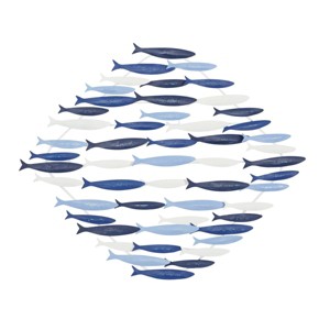 Metal Fish Indoor Outdoor Wall Decor Blue - Olivia & May: Nautical Iron Sculpture, Coastal Beach Artwork - 1 of 4