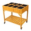 Okak Elevated Wood Planter Box with Wheels/Storage Shelf 8 Pockets for Vegetables Flowers, Garden Bed for Indoor Outdoor Plants, 36" x 24" x 34" - 2 of 4