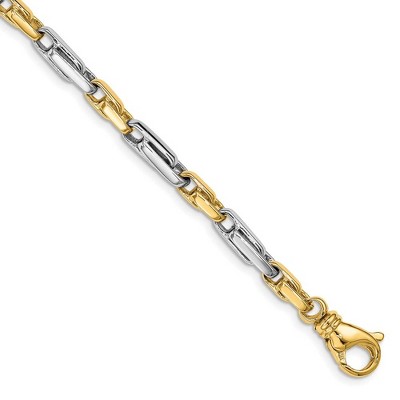 Black Bow Jewelry 5mm 14K Two Tone Gold Solid Fancy Link Chain Bracelet, 8 Inch