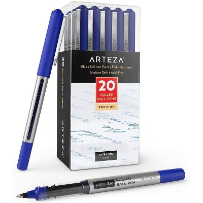 Arteza Roller Ball Pens, Blue Ink, 0.5 mm Bullet Point - 20 Pack (ARTZ-9286)