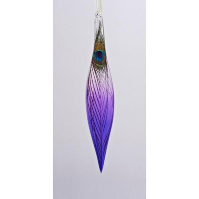 Kurt S. Adler 10" Regal Peacock Purple Ombre Feather Capsule Clear Glass Icicle Christmas Ornament