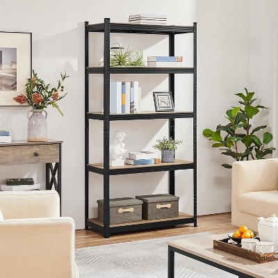 5-Tier Utility Shelves, Metal Storage Shelves Garage Shelving Unit Adjustable Garage Storage Shelves Storage Racks Heavy Duty Shed Shelving- Black