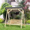Outsunny Wooden Porch Swing, 2-Seater Outdoor Wood Loveseat Bench with Hanging Chains, Adjustable Canopy, A-Frame Base for Patio, Yard, Garden - 2 of 4