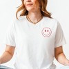 Simply Sage Market Smiley Face Outline Mini Puff Print Short Sleeve Tee - 2 of 4