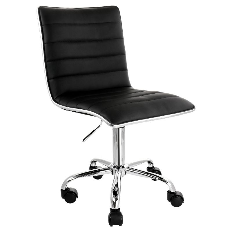 Elama Faux Leather Adjustable Rolling Office Chair in Black, 1 of 8