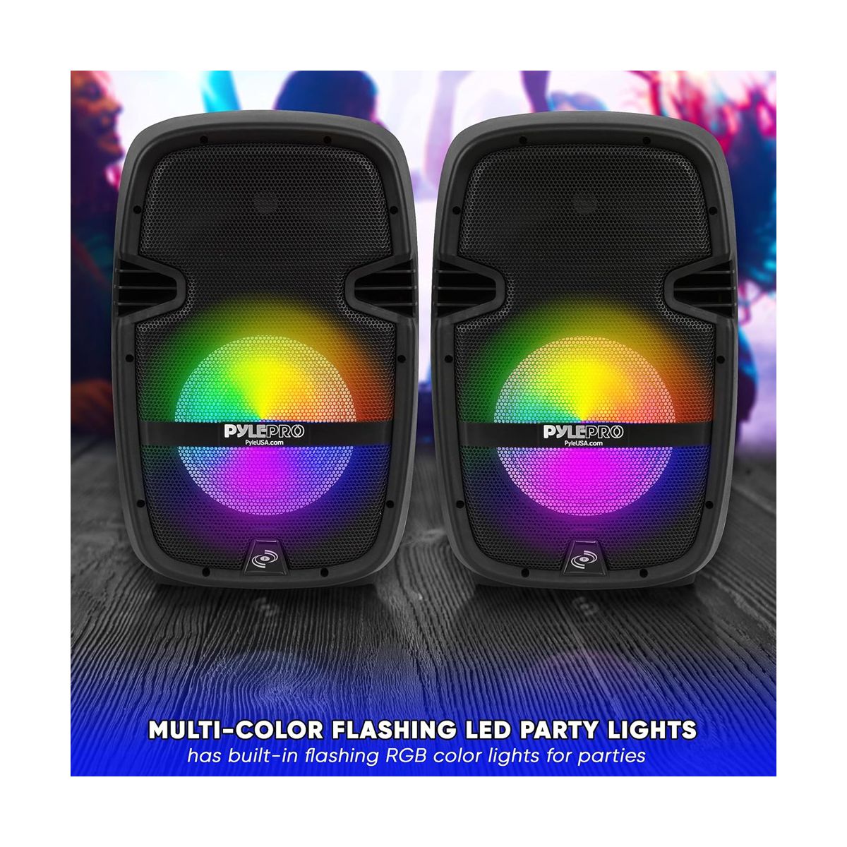 Pyle 10" Bluetooth PA Speaker & DJ Mixer Kit with LED Lights, 8-Ch. Mixer, and Microphone - PPHP210AMX - thumbnail 3