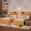 Boucle Twin Bed Frame w/Bookcase Headboard & 2 Drawers, Kids Platform Bedframe, Easy Assembly, No Box Spring, Noise Free - 4 of 4