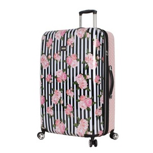 Betsey Johnson Expandable Hardside Large Checked Spinner Suitcase - 1 of 4