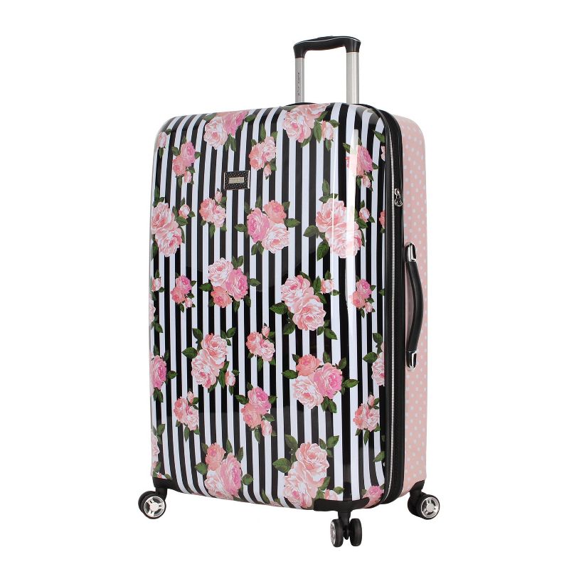 Betsey Johnson Expandable Hardside Large Checked Spinner Suitcase, 1 of 6