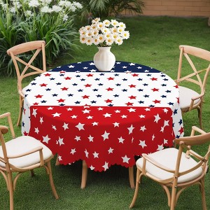 LOVEVOOK American Flag Tablecloth, Rectangle Table Cloths, Stain Wrinkle Resistant Washable Round Table Covers for Party Picnic Dinner Holiday Decor - 1 of 4