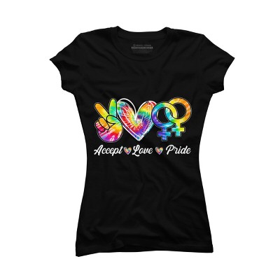 Adult Design By Humans Accept Love Tie-Dye Rainbow Pride By Marilynart T-Shirt