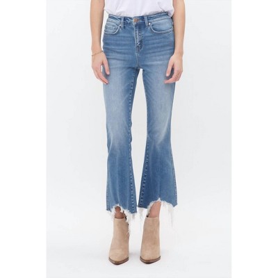 Women's High Rise Crop Flare Jeans - mica denim