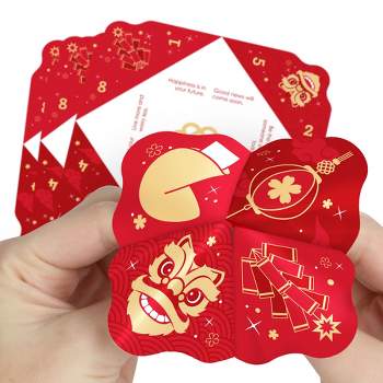 Big Dot of Happiness Lunar New Year - Year of the Dragon Cootie Catcher Game - Fortunes - Fortune Tellers - Set of 12