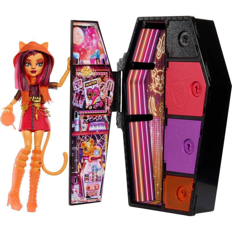 Monster High 12.75&#39;&#39; Skulltimate Secrets Neon Frights Toralei Stripe Fashion Doll, 1 of 7