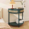 APRILSOUL Half Moon Design End Table - Elegant Semi-circle with Sliding Rattan Door,Cabinet, Shelf,for Living Room Bedroom Study - 4 of 4